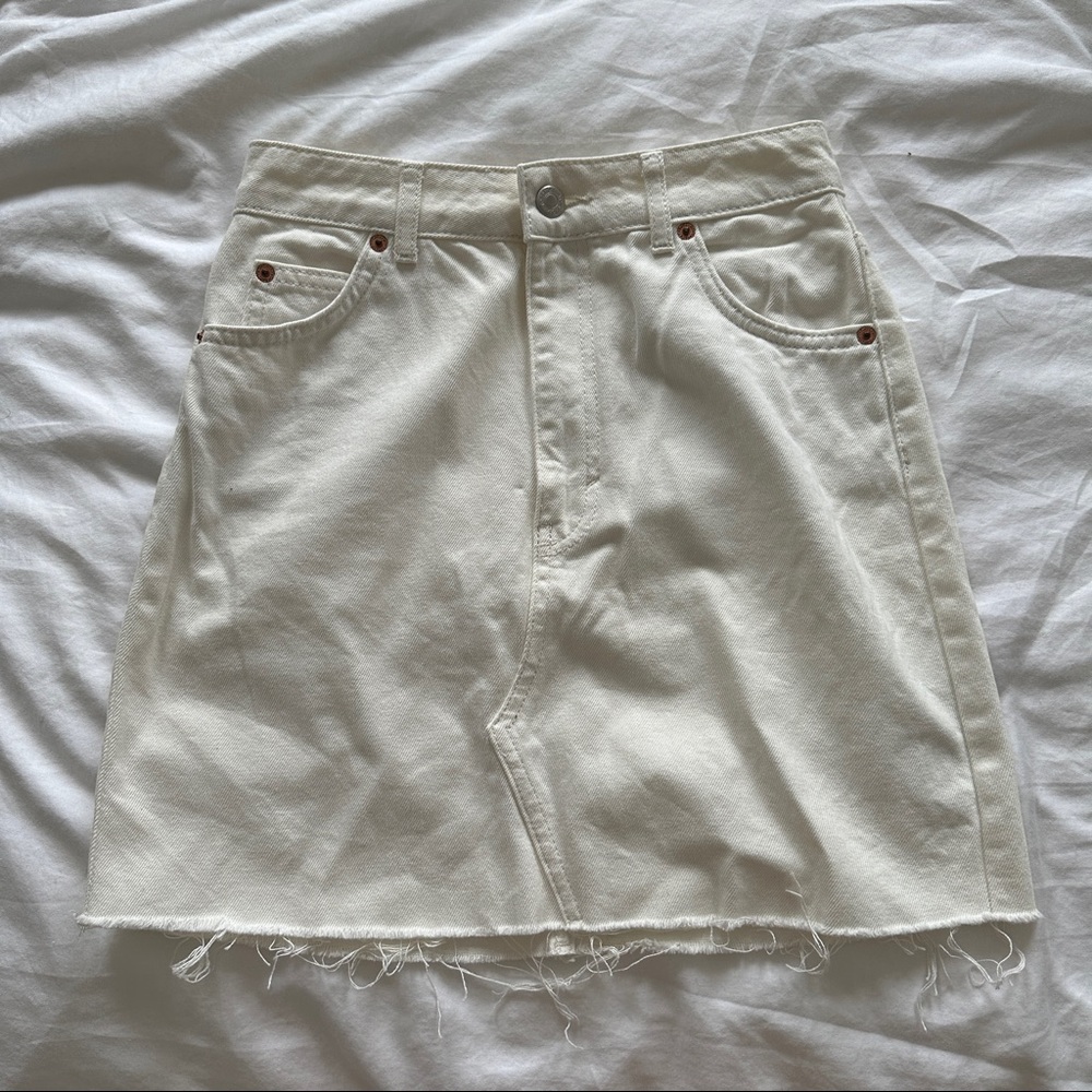 White denim mini skirt, US 2
